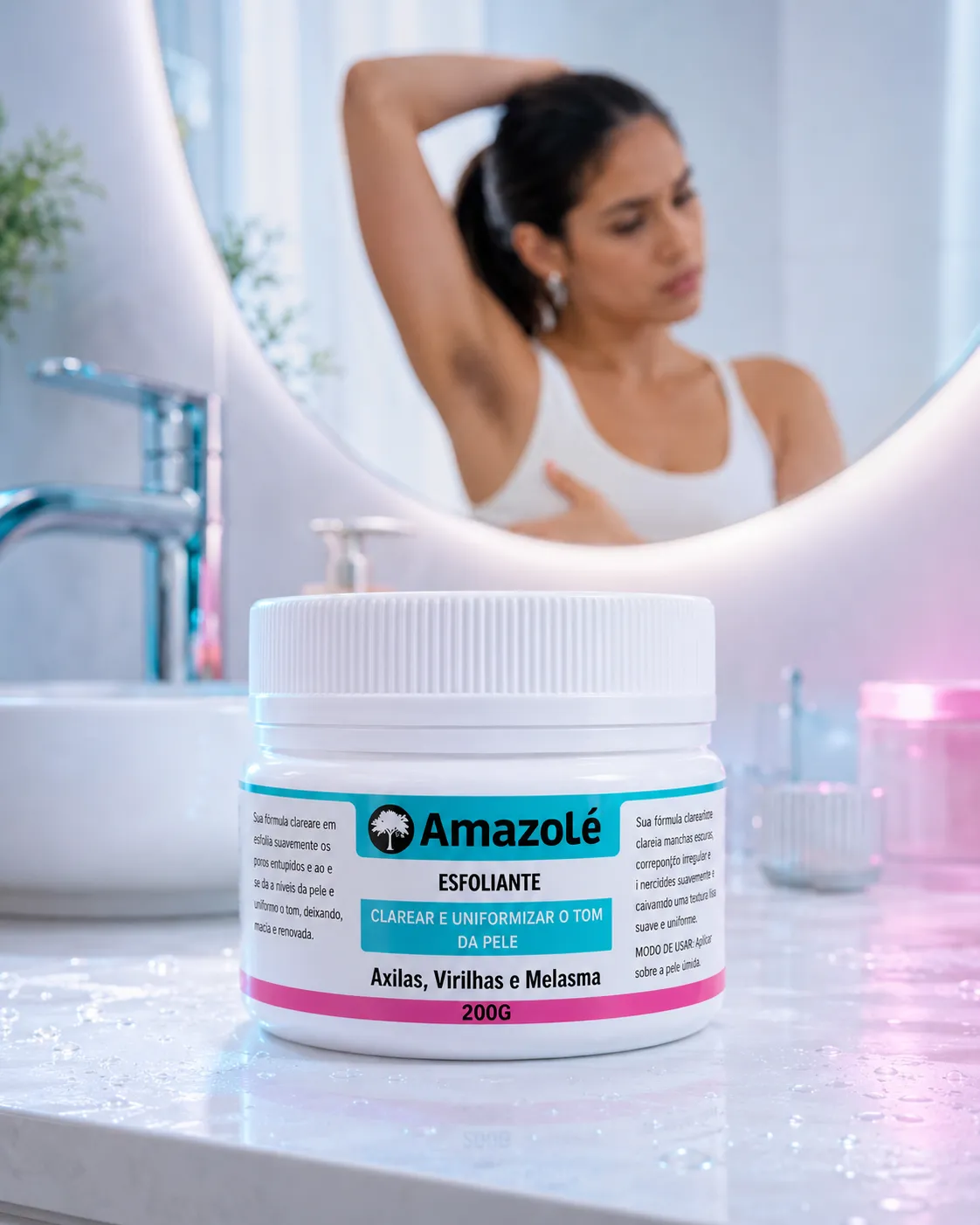 Esfoliante Amazolé 200g em rotina de cuidados para a região das axilas